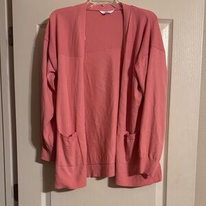 Time and Tru Coral Open-Front Cardigan